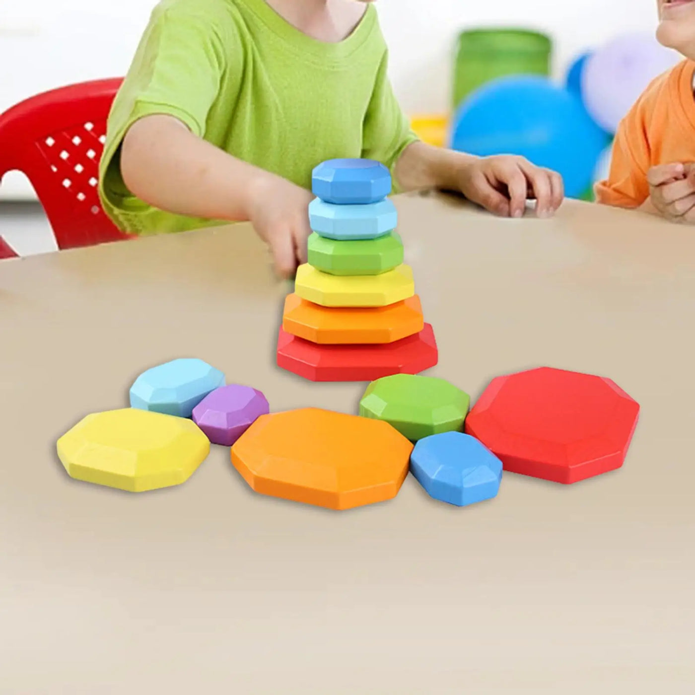 7 Pieces Wood Balancing Stacking Stone Stacking Game for Girls Holiday Gifts