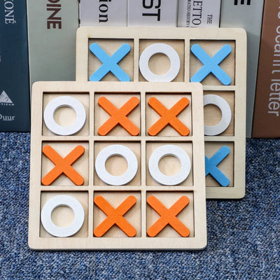 Parent-Child Interaction Wooden Board Game XO Tic Tac Toe Chess Funny Developing Intelligent Educational Toy Puzzles