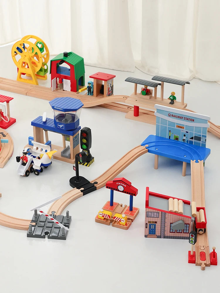 Wooden Train Track Universal Scene Expansion Accessories Suitable For Brand Wooden Railway Track Set Children's Educational Toys