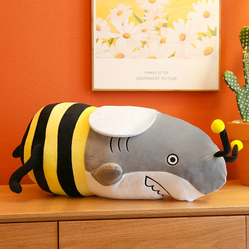 35cm Funny Shark & Bee Plush Toy Stuffed Soft Shark Bee Doll Throw Pillow Cushion Kids Toys Birthday Christmas Gift