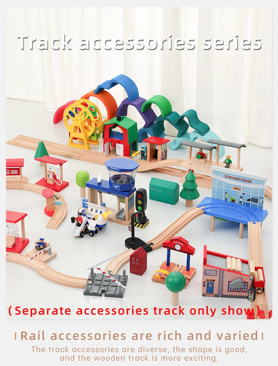 Wooden Train Track Universal Scene Expansion Accessories Suitable For Brand Wooden Railway Track Set Children's Educational Toys