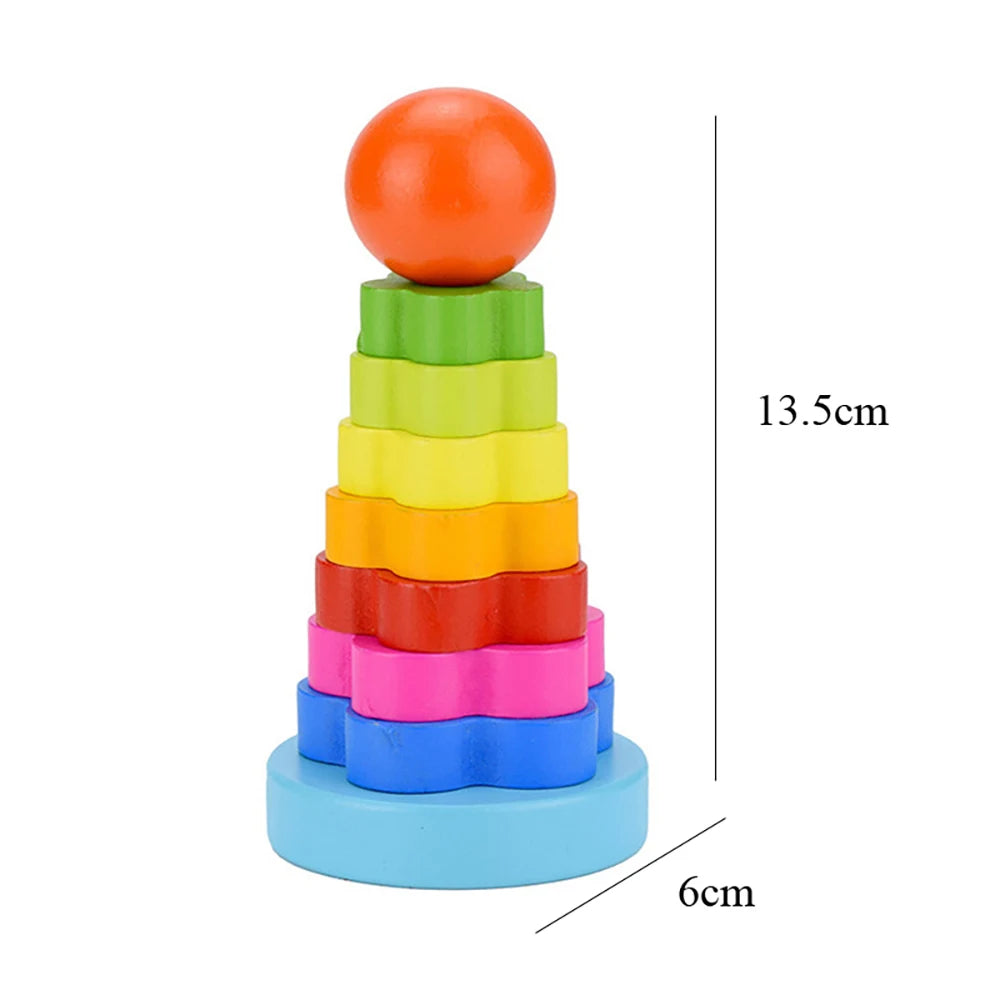 Children's Best Montessori Rainbow Wooden Ring Toys- Super Toy Mart