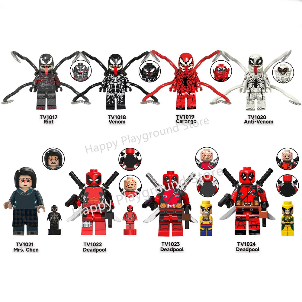 Marvel Superhero Anime Spiderman Deadpool Black Panther Bricks Action MINI Figures Building Blocks Minifigures Toy Christmas Kid