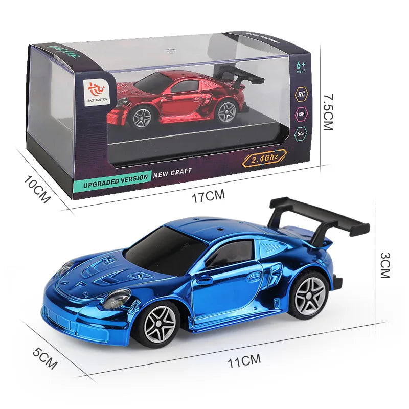 1:43 Mini Size RC Car Gold Plated With Lights 2.4G Radio Remote Control Racing Cars Model USB Charging Boys Toys For Children