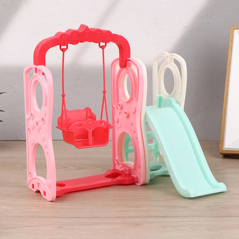 1 Set Doll Accessories Slide Amusement Park for Doll 1/12 Size Doll Furniture Kindergarten Slide Swing Play House DIY Toy