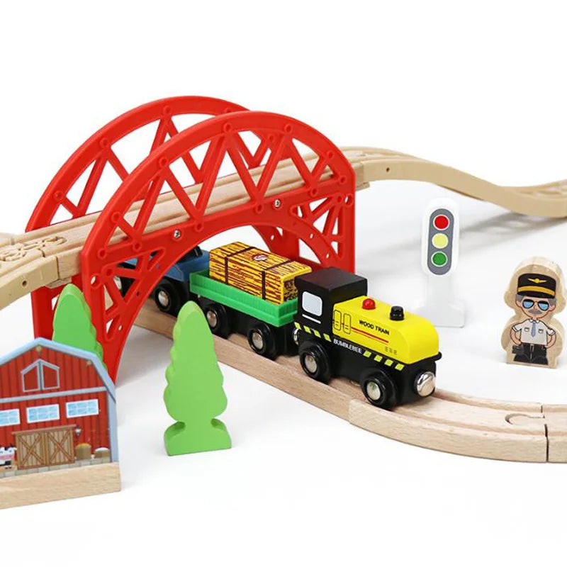 Wooden Train Bridges Wooden Train Track Accessories Suspension Bridge Viaduct Bridge Compatible with Thomas Trains Brio Set