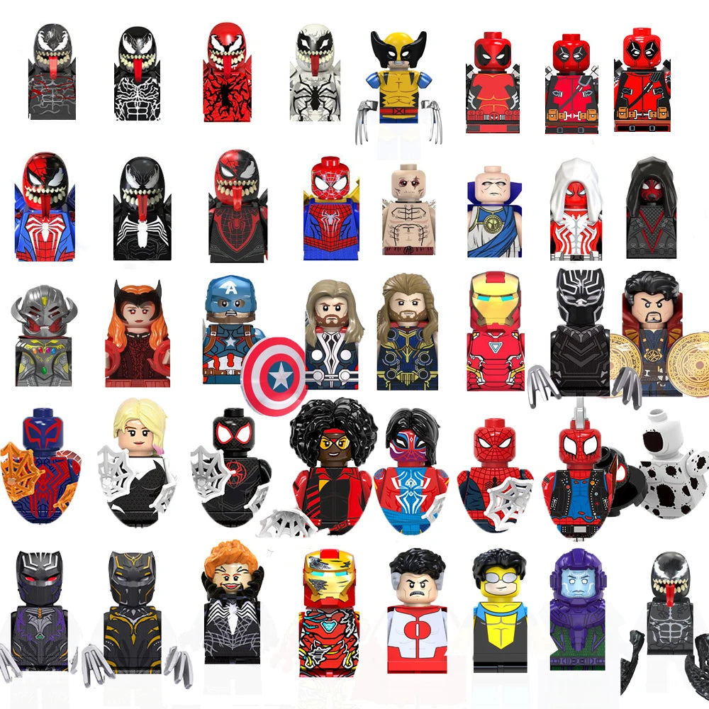 Marvel Superhero Anime Spiderman Deadpool Black Panther Bricks Action MINI Figures Building Blocks Minifigures Toy Christmas Kid