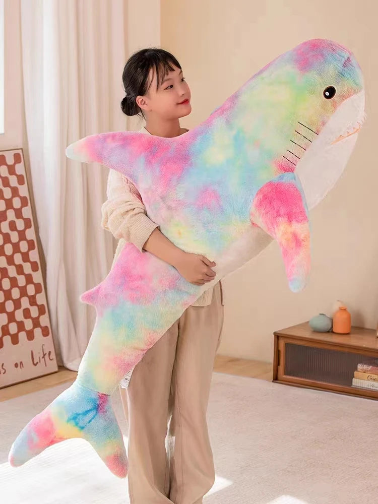 140cm Giant Cute Shark Plush Toy Soft Stuffed Speelgoed Animal Reading Pillow for Birthday Gifts Cushion Doll Gift For Boy Girl