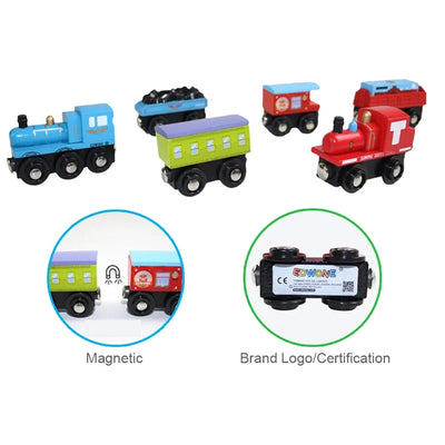 Wooden Train Track Car Magnetic Train-Supertoymart