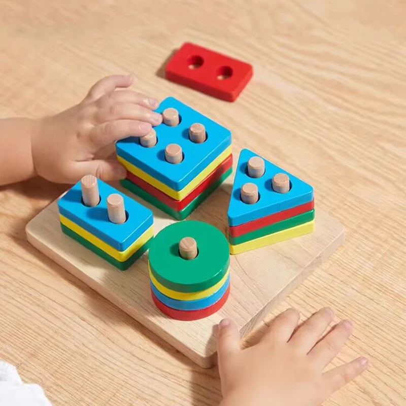 Kids Wooden Toys Intelligence Develop Montessori Toys Stacking Kids 3D Wooden Puzzle Educational Toys For Children New Year Gift