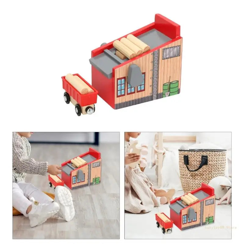 Y4UD Wooden Logging Machine Train Set for Kids Safe Toy (Ages 3 6) Indoor Use