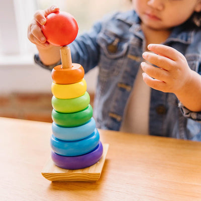 Children's Best Montessori Rainbow Wooden Ring Toys- Super Toy Mart