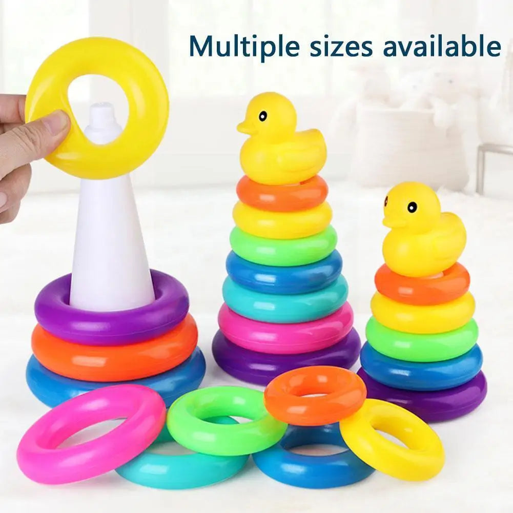 Animal Rainbow Stacking Ring Tower Stapelring Kids Montessori Toys Early Education Teaching Aids Wood Baby Toys Gift Stack Rings