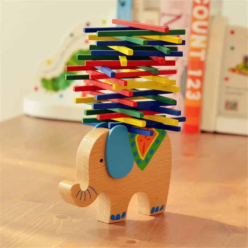 Animal Wooden Balance Building Blocks Elephant Camel Toys Counting Stick Montessori Game Early Educational Toys Children Gifts