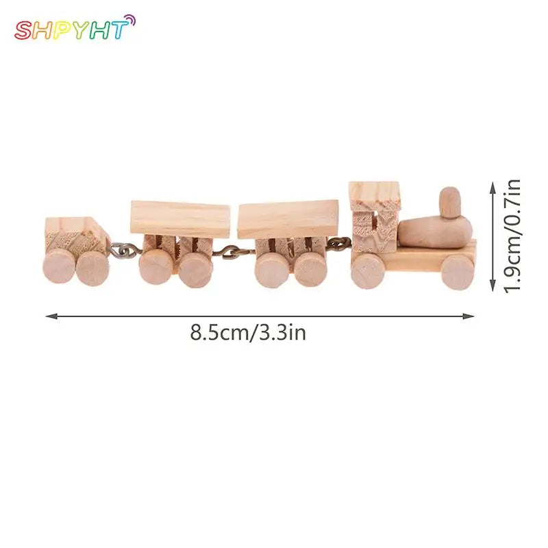 1Pcs 1:12 Mini Train Dollhouse Cute Wooden Train Set Locomotive Compartment Carriages Toy Play Doll House Decor Miniature Toys