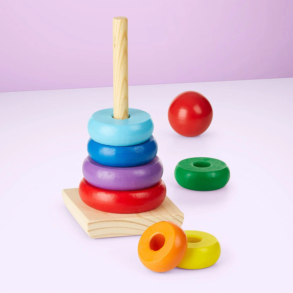 Children's Best Montessori Rainbow Wooden Ring Toys- Super Toy Mart