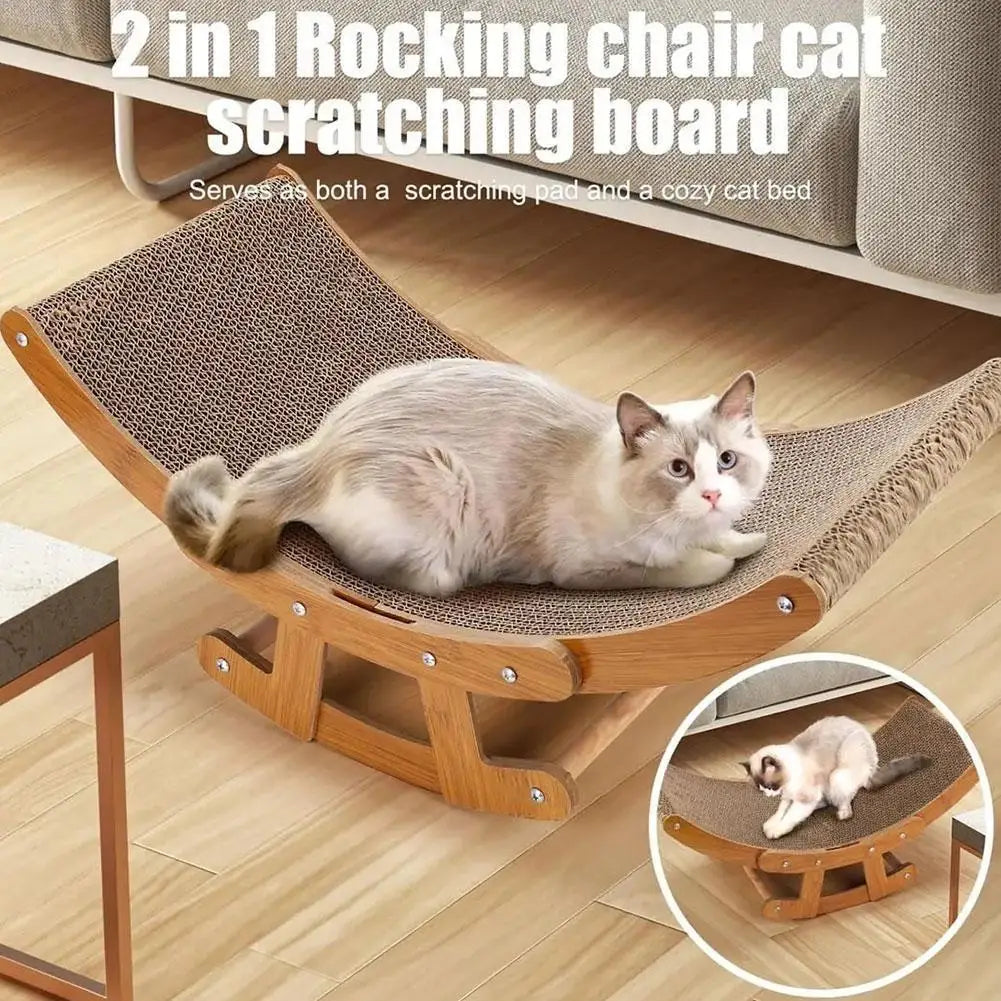 Wooden Toy & Cat Rocking Scratch Board & Corrugated Paper Bed - Supertoymart