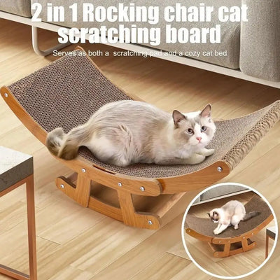 Wooden Toy & Cat Rocking Scratch Board & Corrugated Paper Bed - Supertoymart