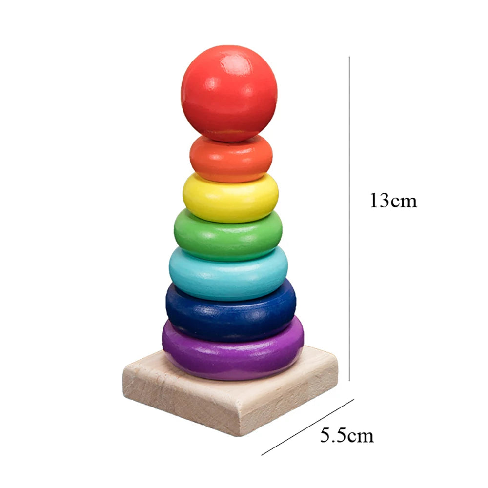 Children's Best Montessori Rainbow Wooden Ring Toys- Super Toy Mart