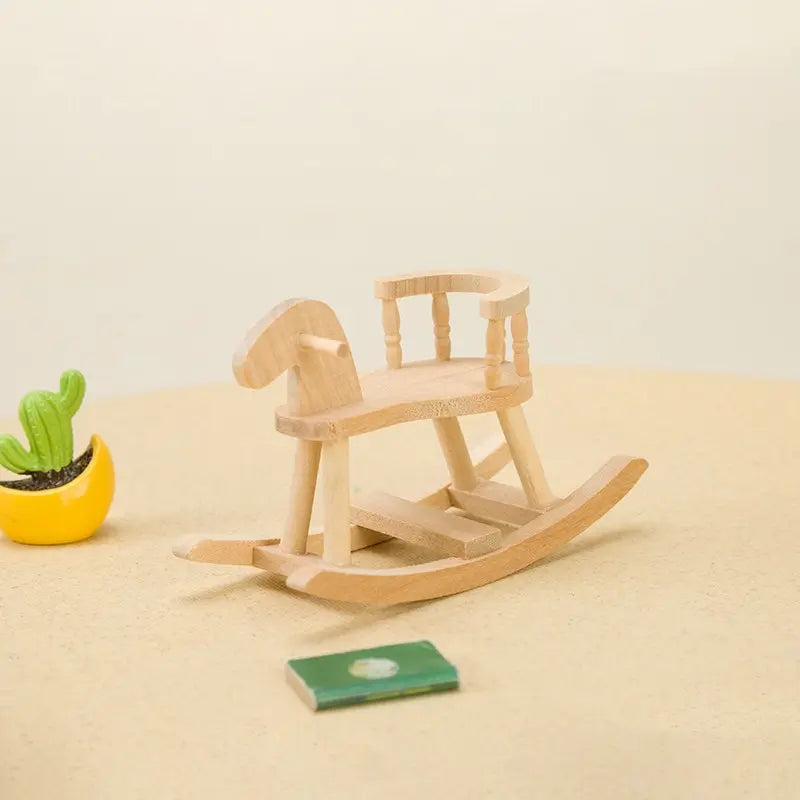 Dollhouse Miniatures & Wooden Rocking Horse Chair - Supertoymart