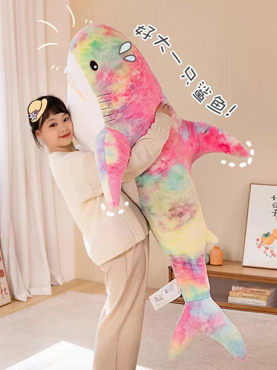 140cm Giant Cute Shark Plush Toy Soft Stuffed Speelgoed Animal Reading Pillow for Birthday Gifts Cushion Doll Gift For Boy Girl